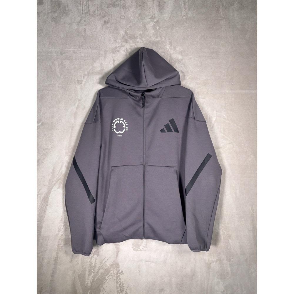 Adidas FIFA Club World Cup 25 Hoodie Mens Medium Gray Full Zip Soccer Football